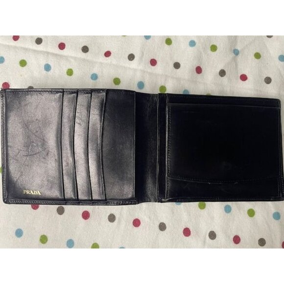 Prada Black Leather Bifold Wallet with Card Slots & Coin Pocket (Vintage Prelove - Picture 5 of 6